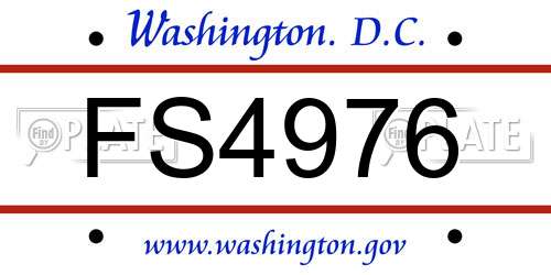 FS4976 District Of Columbia License Plate