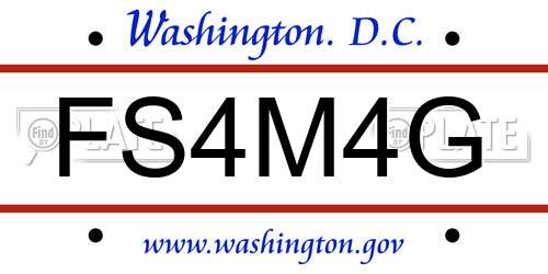FS4M4G District Of Columbia License Plate