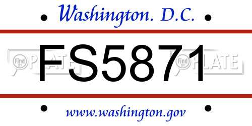 FS5871 District Of Columbia License Plate
