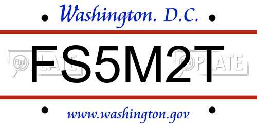 FS5M2T District Of Columbia License Plate