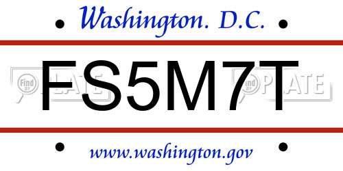 FS5M7T District Of Columbia License Plate