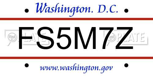 FS5M7Z District Of Columbia License Plate