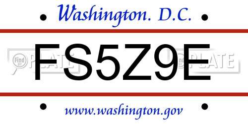 FS5Z9E District Of Columbia License Plate