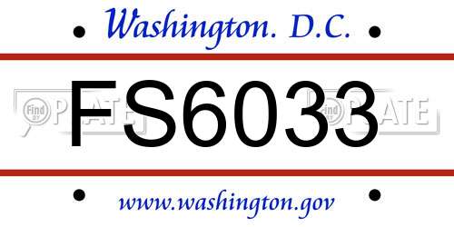 FS6033 District Of Columbia License Plate