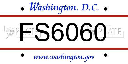 FS6060 District Of Columbia License Plate