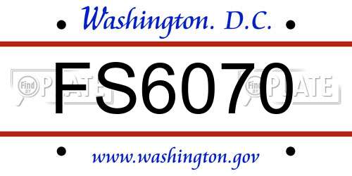 FS6070 District Of Columbia License Plate