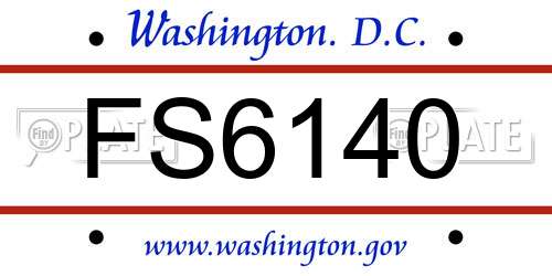 FS6140 District Of Columbia License Plate