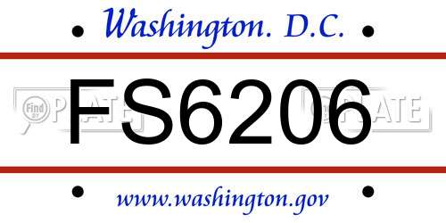 FS6206 District Of Columbia License Plate