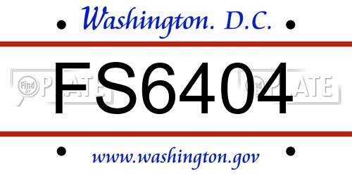 FS6404 District Of Columbia License Plate
