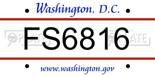 FS6816 District Of Columbia License Plate