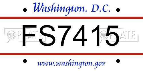 FS7415 District Of Columbia License Plate