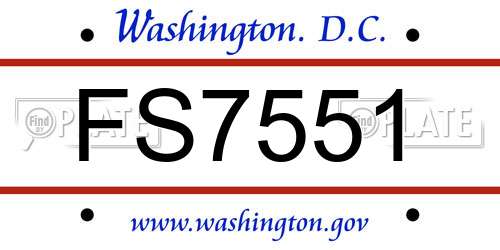 FS7551 District Of Columbia License Plate