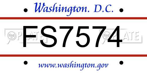 FS7574 District Of Columbia License Plate