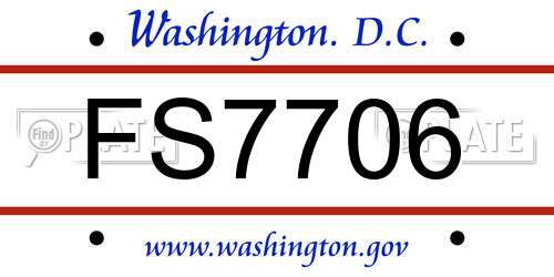 FS7706 District Of Columbia License Plate