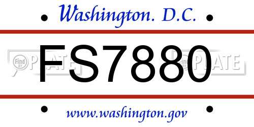 FS7880 District Of Columbia License Plate