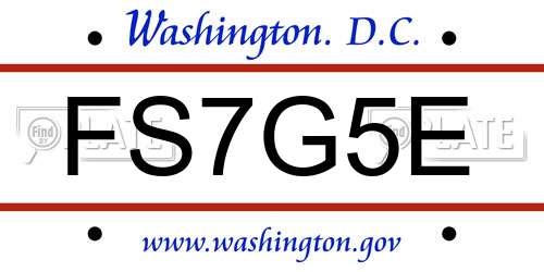 FS7G5E District Of Columbia License Plate