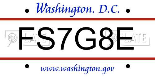 FS7G8E District Of Columbia License Plate