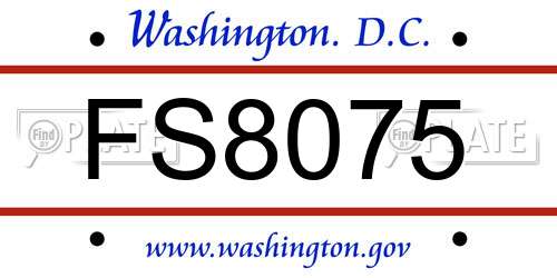 FS8075 District Of Columbia License Plate