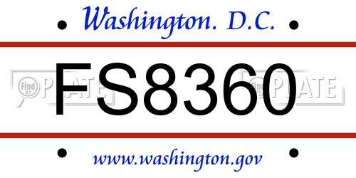 FS8360 District Of Columbia License Plate