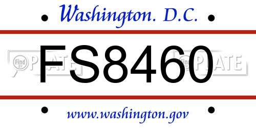 FS8460 District Of Columbia License Plate