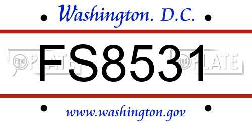 FS8531 District Of Columbia License Plate