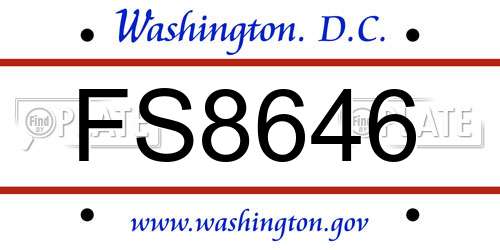 FS8646 District Of Columbia License Plate