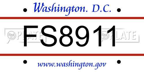 FS8911 District Of Columbia License Plate