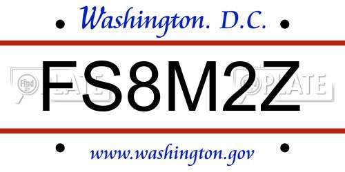 FS8M2Z District Of Columbia License Plate