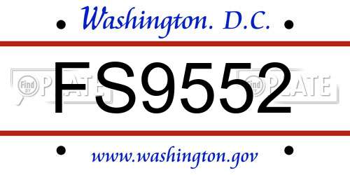 FS9552 District Of Columbia License Plate
