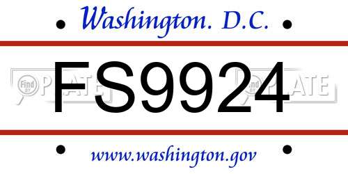 FS9924 District Of Columbia License Plate