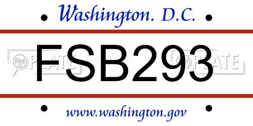 FSB293 District Of Columbia License Plate