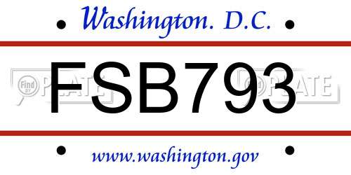 FSB793 District Of Columbia License Plate