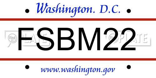 FSBM22 District Of Columbia License Plate