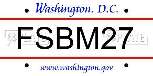 FSBM27 District Of Columbia License Plate