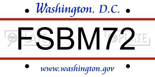 FSBM72 District Of Columbia License Plate