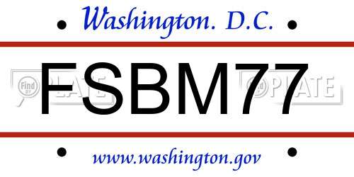 FSBM77 District Of Columbia License Plate