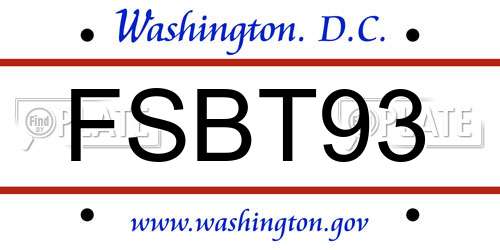 FSBT93 District Of Columbia License Plate