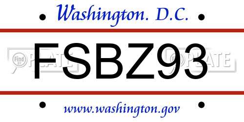 FSBZ93 District Of Columbia License Plate