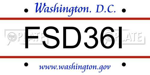 FSD36I District Of Columbia License Plate