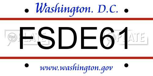 FSDE61 District Of Columbia License Plate