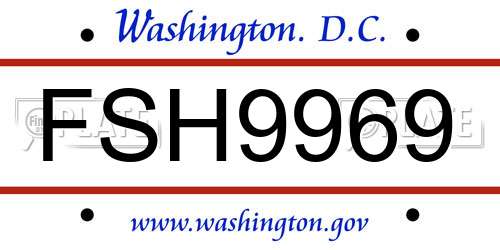 FSH9969 District Of Columbia License Plate