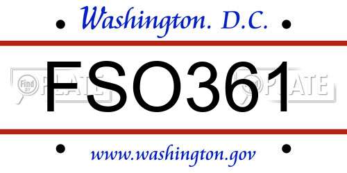 FSO361 District Of Columbia License Plate