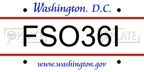 FSO36I District Of Columbia License Plate