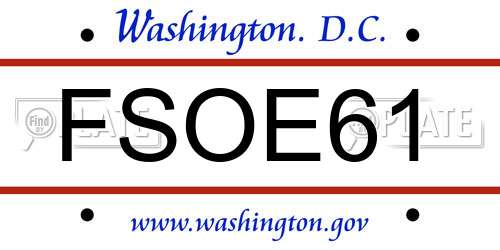 FSOE61 District Of Columbia License Plate