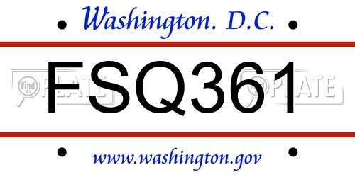 FSQ361 District Of Columbia License Plate