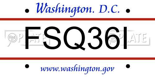 FSQ36I District Of Columbia License Plate