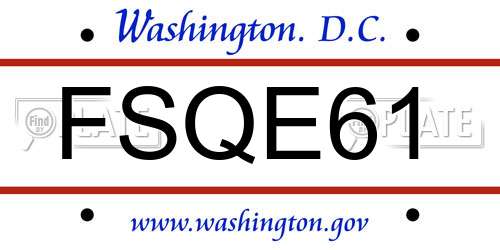 FSQE61 District Of Columbia License Plate