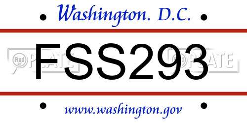 FSS293 District Of Columbia License Plate