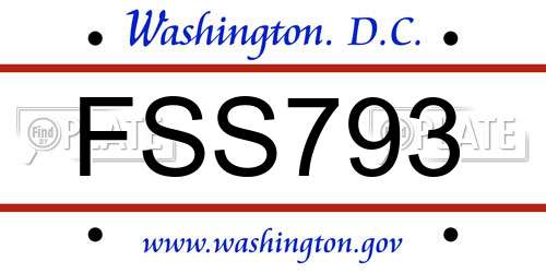 FSS793 District Of Columbia License Plate