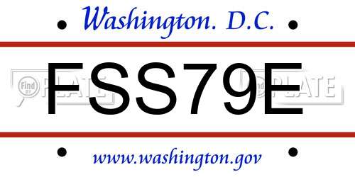 FSS79E District Of Columbia License Plate
